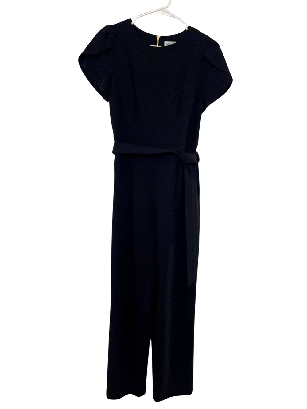 Calvin Klein Black Short-Sleeve Belted Jumpsuit